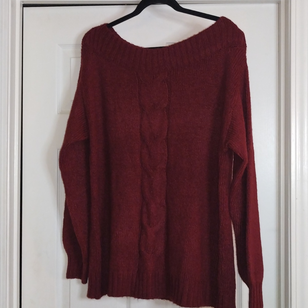 Lane Bryant Dark red‎ off shoulder knit sweater Size 18/20 NWOT